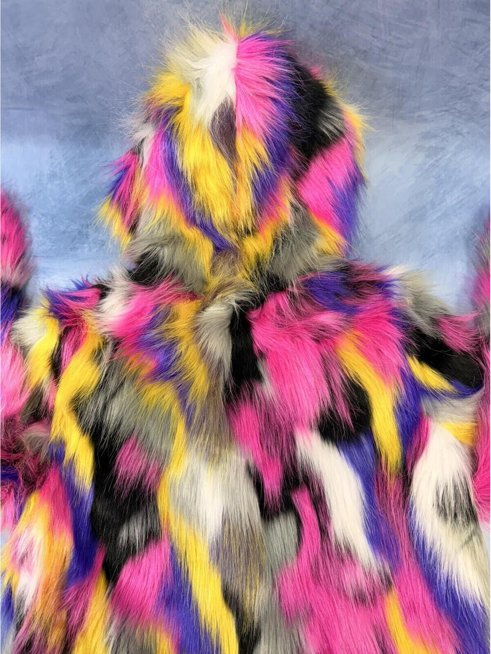 Rockstar Original Women Faux Fur Multicolor Hooded Crop Jacket NWT Size M - Picture 13 of 16